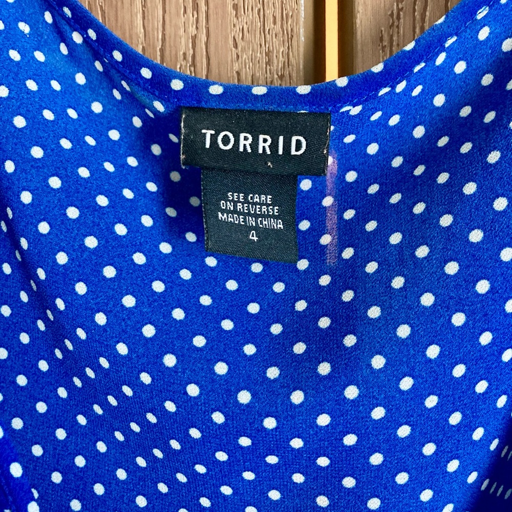 Torrid Blue Polka Dot Blouse - Picture 2 of 2